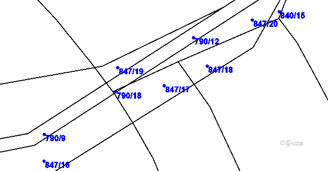 Parcela st. 847/17 v KÚ Šalmanovice, Katastrální mapa