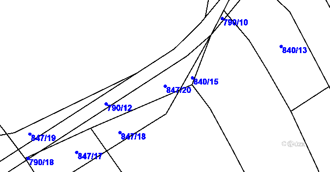 Parcela st. 847/20 v KÚ Šalmanovice, Katastrální mapa