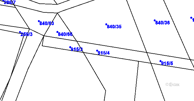 Parcela st. 915/4 v KÚ Šalmanovice, Katastrální mapa