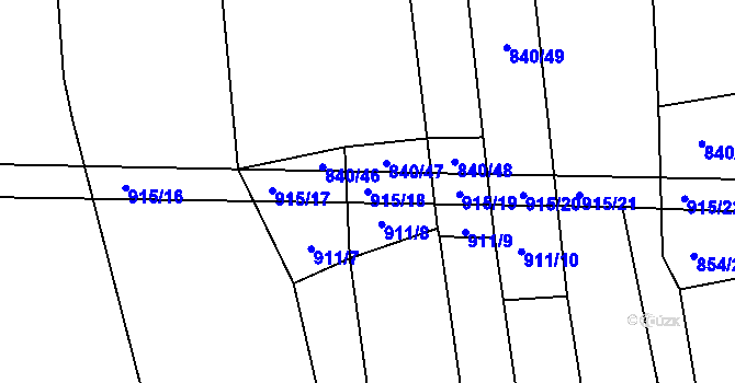 Parcela st. 915/18 v KÚ Šalmanovice, Katastrální mapa