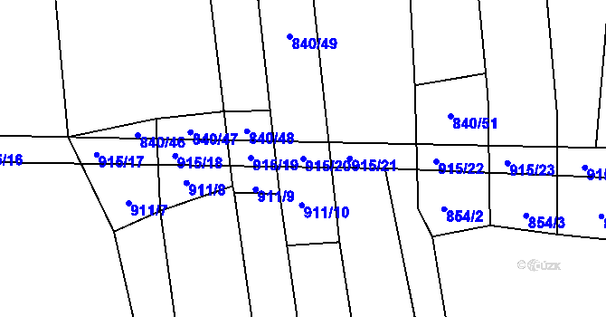 Parcela st. 915/20 v KÚ Šalmanovice, Katastrální mapa
