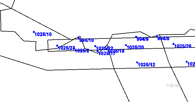 Parcela st. 1025/17 v KÚ Šalmanovice, Katastrální mapa