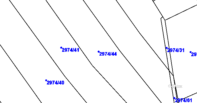 Parcela st. 2974/44 v KÚ Šalmanovice, Katastrální mapa