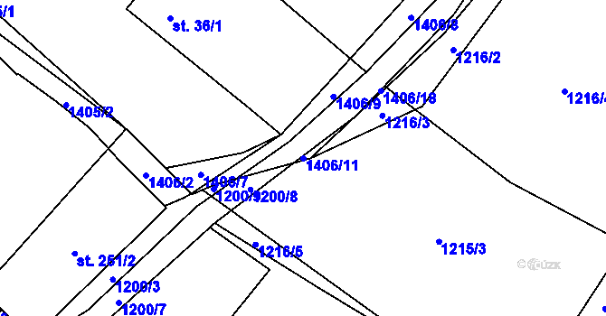 Parcela st. 1406/11 v KÚ Šalmanovice, Katastrální mapa