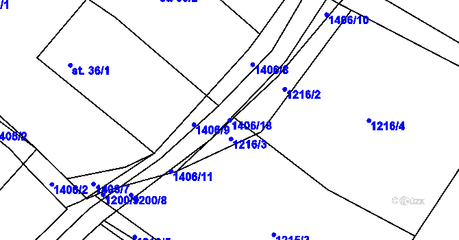Parcela st. 1406/18 v KÚ Šalmanovice, Katastrální mapa