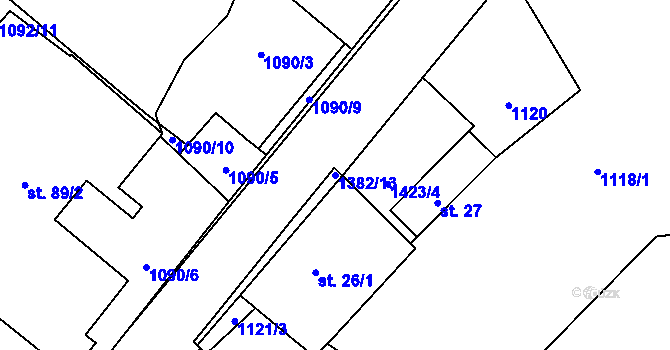 Parcela st. 1382/13 v KÚ Šalmanovice, Katastrální mapa