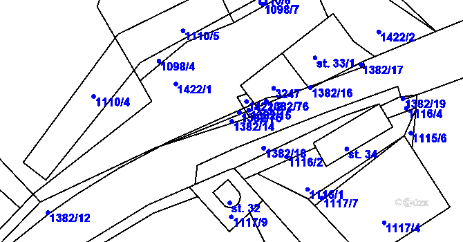 Parcela st. 1382/14 v KÚ Šalmanovice, Katastrální mapa