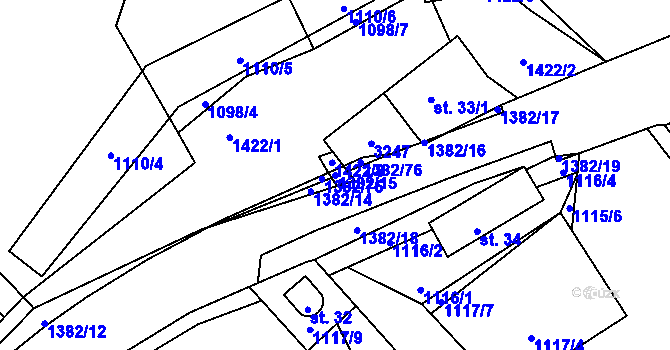 Parcela st. 1382/15 v KÚ Šalmanovice, Katastrální mapa