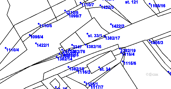 Parcela st. 1382/16 v KÚ Šalmanovice, Katastrální mapa