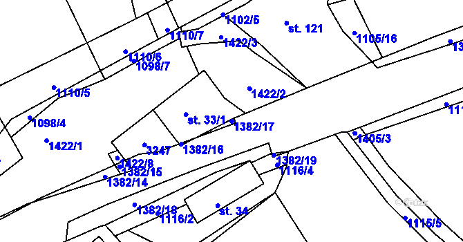 Parcela st. 1382/17 v KÚ Šalmanovice, Katastrální mapa