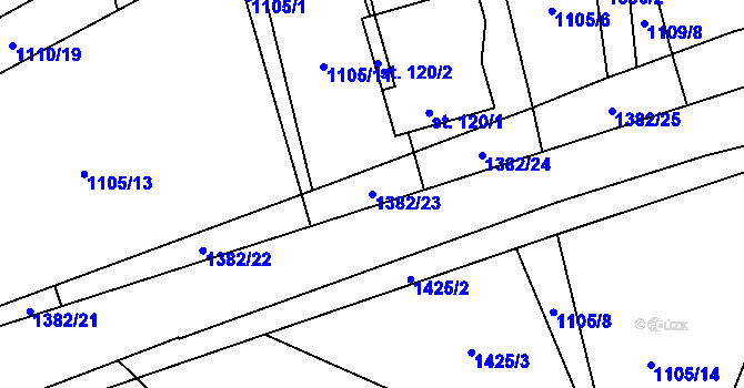 Parcela st. 1382/23 v KÚ Šalmanovice, Katastrální mapa