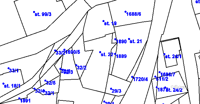 Parcela st. 22 v KÚ Šanov u Rakovníka, Katastrální mapa