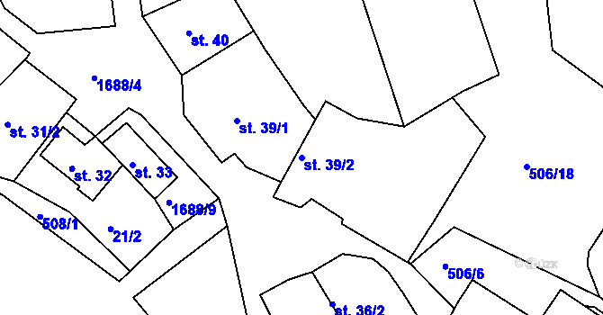 Parcela st. 39/2 v KÚ Šanov u Rakovníka, Katastrální mapa