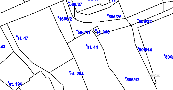 Parcela st. 41 v KÚ Šanov u Rakovníka, Katastrální mapa