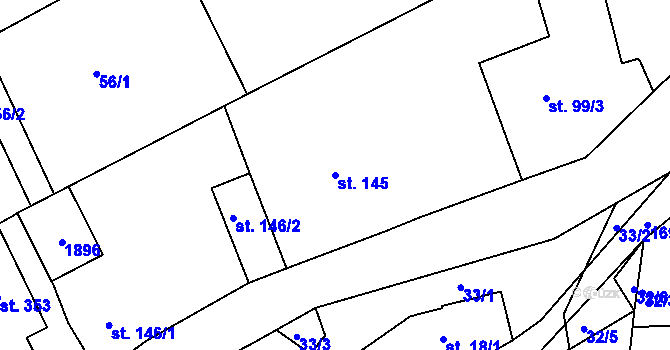 Parcela st. 145 v KÚ Šanov u Rakovníka, Katastrální mapa