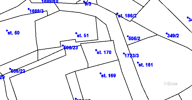 Parcela st. 170 v KÚ Šanov u Rakovníka, Katastrální mapa
