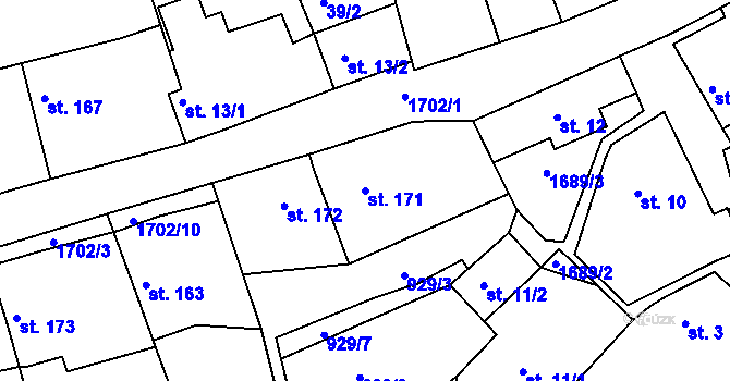 Parcela st. 171 v KÚ Šanov u Rakovníka, Katastrální mapa