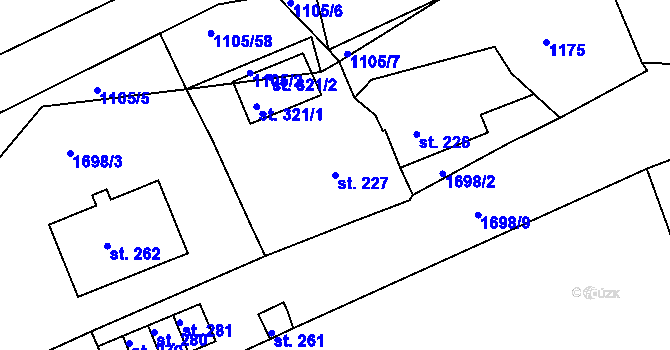 Parcela st. 227 v KÚ Šanov u Rakovníka, Katastrální mapa