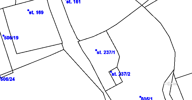 Parcela st. 237/1 v KÚ Šanov u Rakovníka, Katastrální mapa