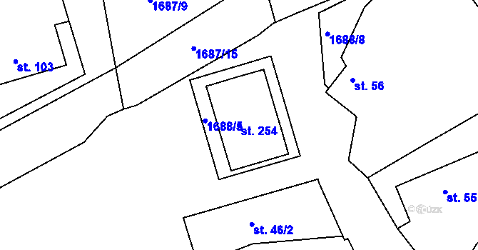Parcela st. 254 v KÚ Šanov u Rakovníka, Katastrální mapa