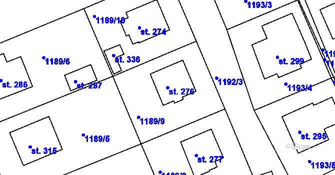 Parcela st. 276 v KÚ Šanov u Rakovníka, Katastrální mapa