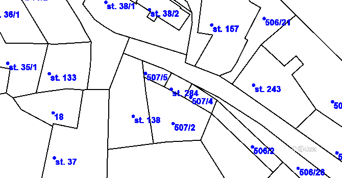 Parcela st. 284 v KÚ Šanov u Rakovníka, Katastrální mapa