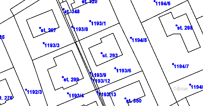 Parcela st. 293 v KÚ Šanov u Rakovníka, Katastrální mapa