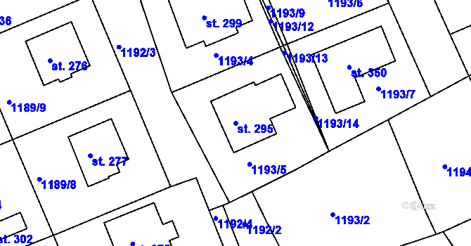 Parcela st. 295 v KÚ Šanov u Rakovníka, Katastrální mapa