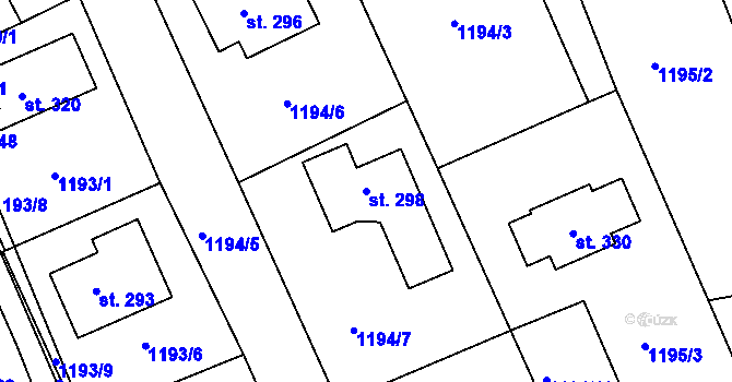 Parcela st. 298 v KÚ Šanov u Rakovníka, Katastrální mapa