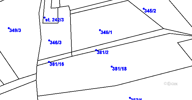 Parcela st. 381/2 v KÚ Šanov u Rakovníka, Katastrální mapa