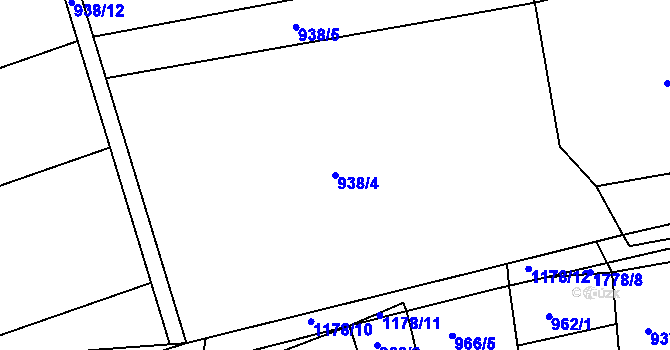 Parcela st. 938/4 v KÚ Šanov u Rakovníka, Katastrální mapa