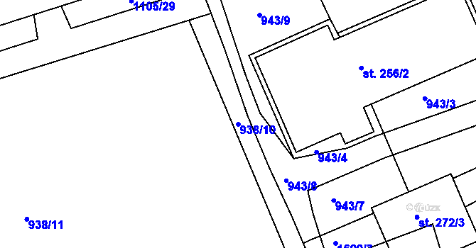 Parcela st. 938/10 v KÚ Šanov u Rakovníka, Katastrální mapa