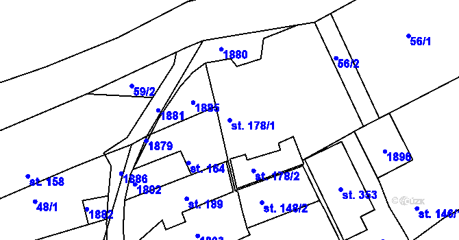 Parcela st. 178/1 v KÚ Šanov u Rakovníka, Katastrální mapa