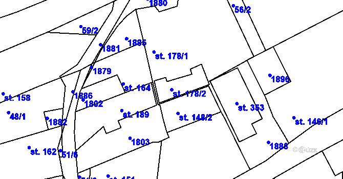 Parcela st. 178/2 v KÚ Šanov u Rakovníka, Katastrální mapa