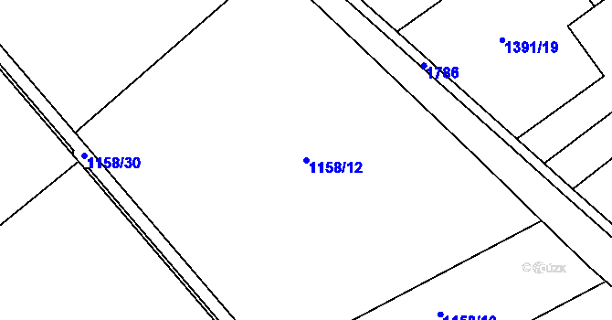 Parcela st. 1158/12 v KÚ Šanov u Rakovníka, Katastrální mapa