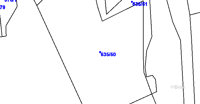 Parcela st. 635/50 v KÚ Šanov u Rakovníka, Katastrální mapa