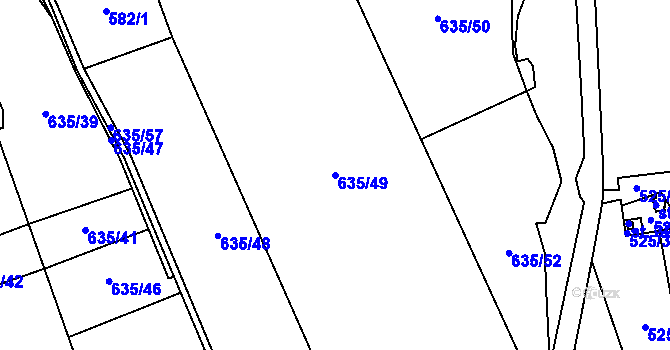 Parcela st. 635/49 v KÚ Šanov u Rakovníka, Katastrální mapa