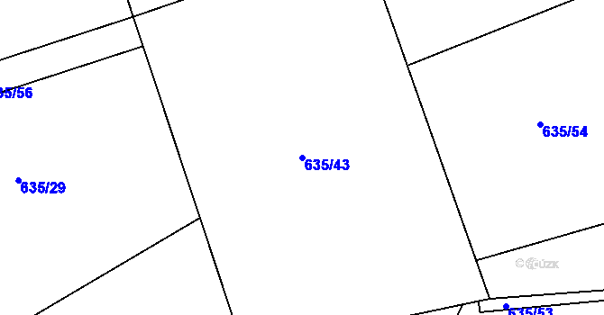 Parcela st. 635/43 v KÚ Šanov u Rakovníka, Katastrální mapa
