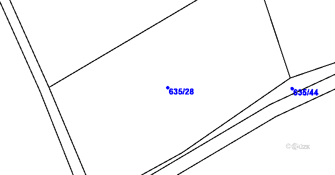 Parcela st. 635/28 v KÚ Šanov u Rakovníka, Katastrální mapa