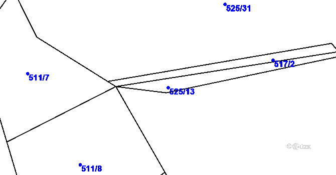 Parcela st. 525/13 v KÚ Šanov u Rakovníka, Katastrální mapa