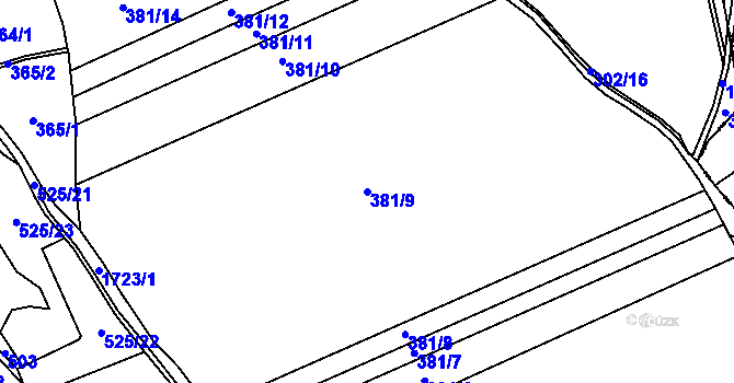 Parcela st. 381/9 v KÚ Šanov u Rakovníka, Katastrální mapa