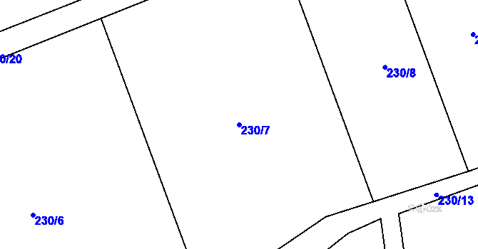 Parcela st. 230/7 v KÚ Šanov u Rakovníka, Katastrální mapa