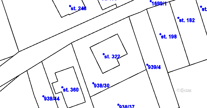 Parcela st. 322 v KÚ Šanov u Rakovníka, Katastrální mapa
