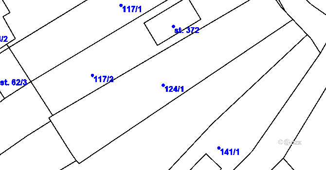 Parcela st. 124/1 v KÚ Šanov u Rakovníka, Katastrální mapa
