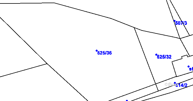 Parcela st. 525/36 v KÚ Šanov u Rakovníka, Katastrální mapa