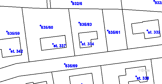 Parcela st. 334 v KÚ Šanov u Rakovníka, Katastrální mapa