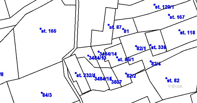 Parcela st. 3484/14 v KÚ Šanov, Katastrální mapa