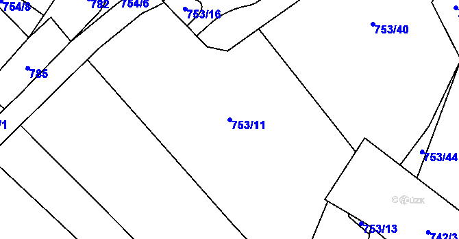 Parcela st. 753/11 v KÚ Šanov, Katastrální mapa