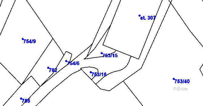 Parcela st. 753/15 v KÚ Šanov, Katastrální mapa
