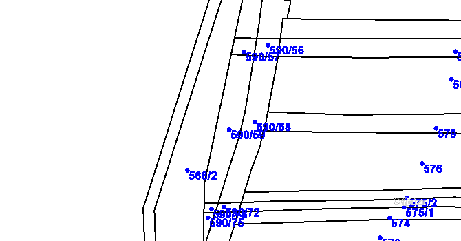 Parcela st. 590/63 v KÚ Šanov, Katastrální mapa
